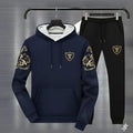 Men Royal Crest Blue Hoodie Track Suit Winter Warm Fleece