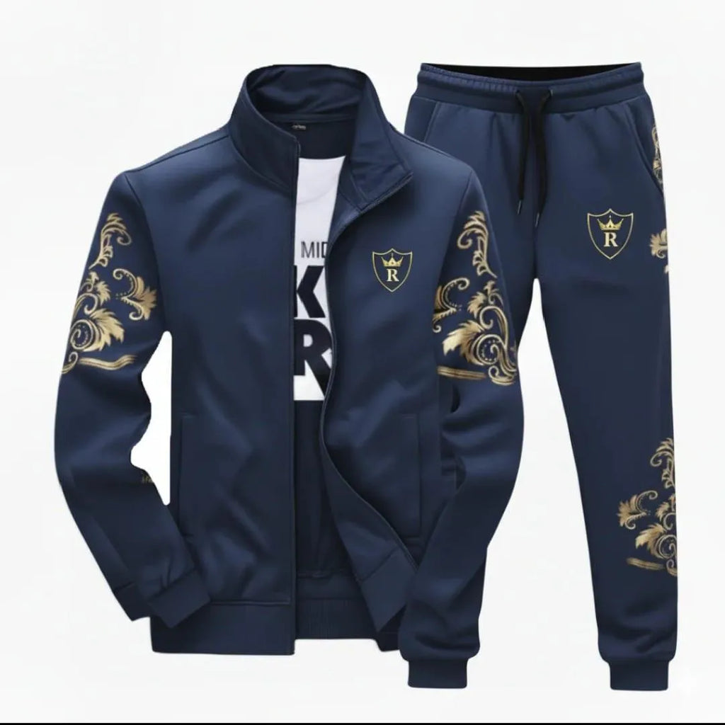 Men Track Suit Navy Gold Winter Slim Fit